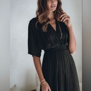 Pampelone Rayon Ruched Waist Midi Dress